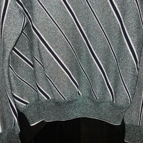 Cedric Charlier Striped Sweater 12 Lurex Glitter Sparkly Thick Top Crewneck - Picture 11 of 15